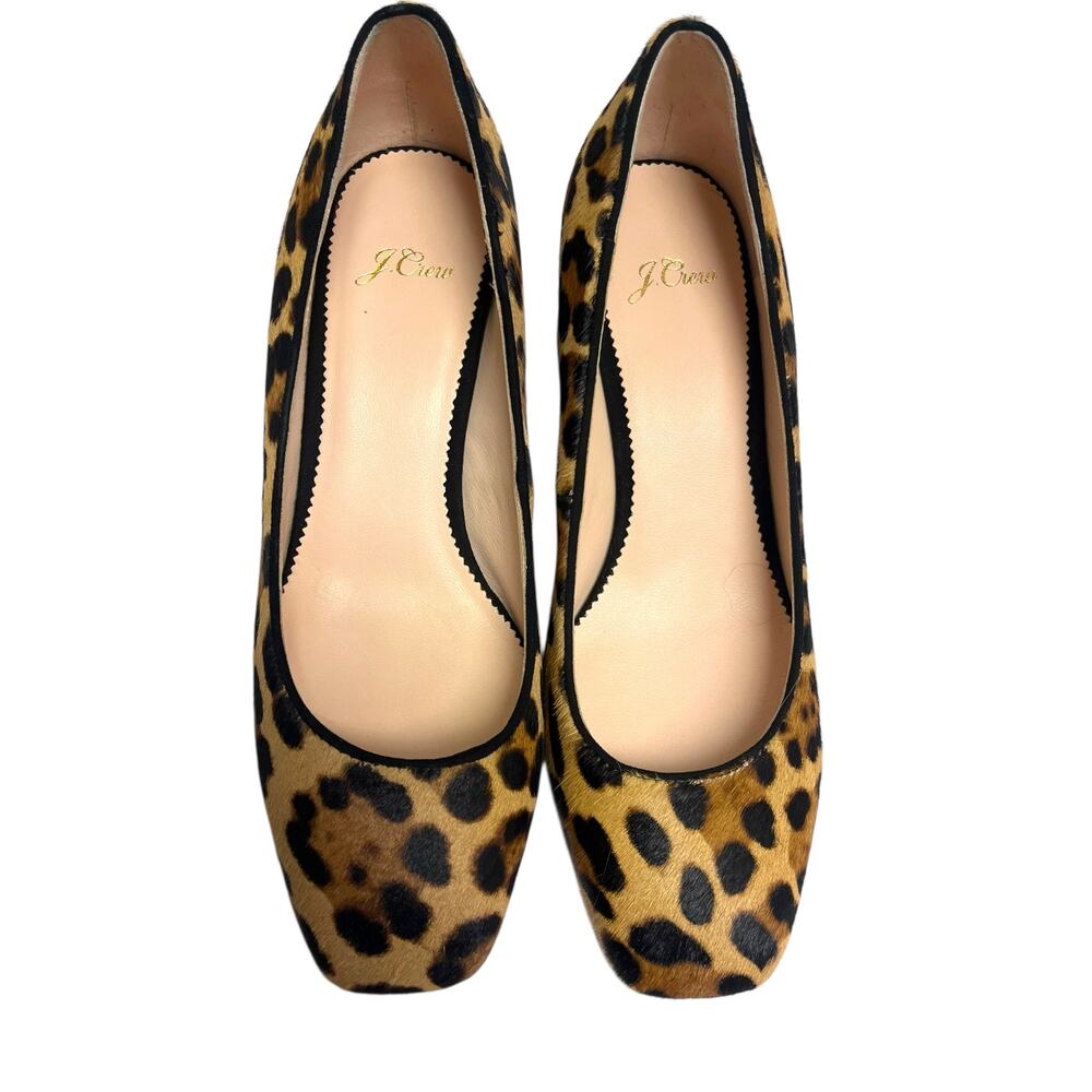 J Crew Leopard Calf Hair Block-Heel Celia Pumps Heels | Womens 8  *EUC* - Picture 6 of 13
